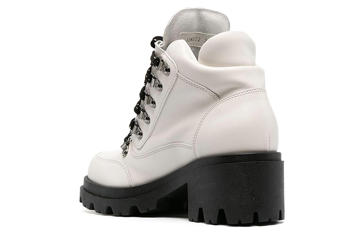 Shop (Women) Emporio Armani Leather Ankle Boots 'White Lace-Up' X3M352XF68800395