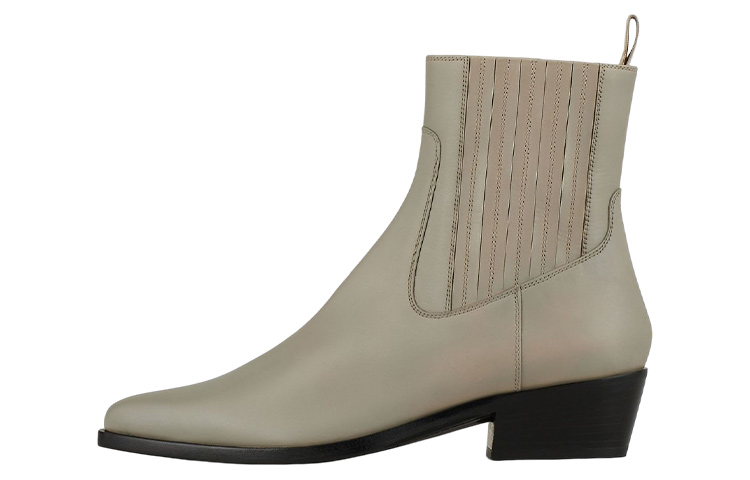 (W) Emporio Armani Leather Bootie 'Greige'