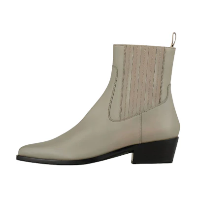 (W) Emporio Armani Leather Bootie 'Greige'