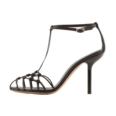 (W) Emporio Armani Leather Buckle 'Black Stiletto'