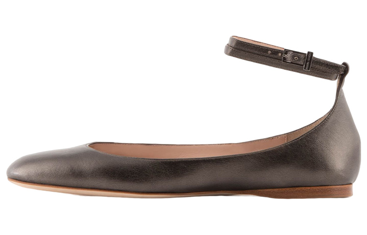 (W) Emporio Armani Leather Buckle Flat 'Brown'