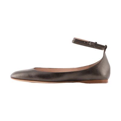 (W) Emporio Armani Leather Buckle Flat 'Brown'