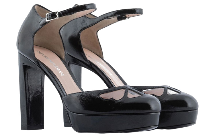 Lookbook (W) Tacón Grueso de Piel con Hebilla Emporio Armani 'Negro'. X3E439XN6861A097