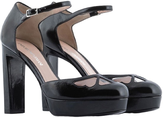 (Women) Emporio Armani Leather Buckle Round Toe Chunky Heel 'Black' X3E439XN6861A097 Lookbook (Women) Emporio Armani Leather Buckle Round Toe Chunky Heel 'Black' X3E439XN6861A097