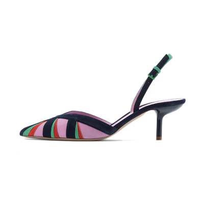 (W) Emporio Armani Leather Buckle Stiletto 'Blue Pink'