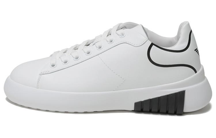 (W) Emporio Armani Leather Eagle Print Thick Sole Sneakers 'White'