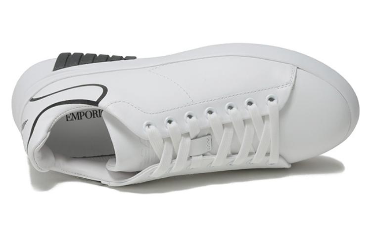 (W) Emporio Armani Leather Eagle Print Thick Sole Sneakers 'White' 圖 5