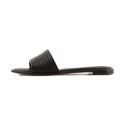 (W) Emporio Armani Leather Fashion Round Toe Slide 'Black'