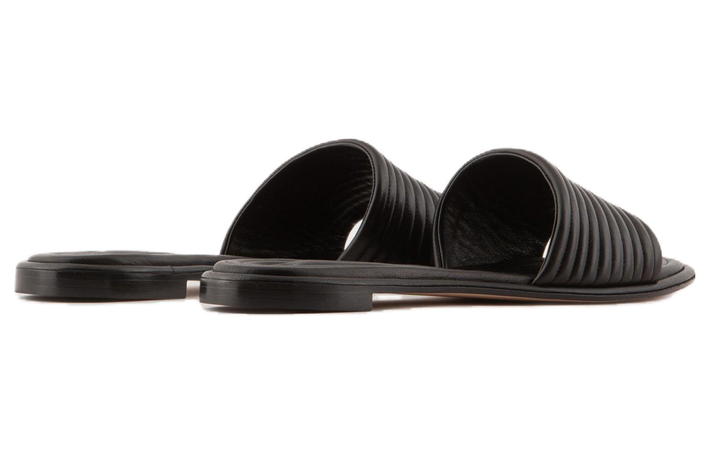 (W) Emporio Armani Leather Fashion Round Toe Slide 'Black' 圖 4