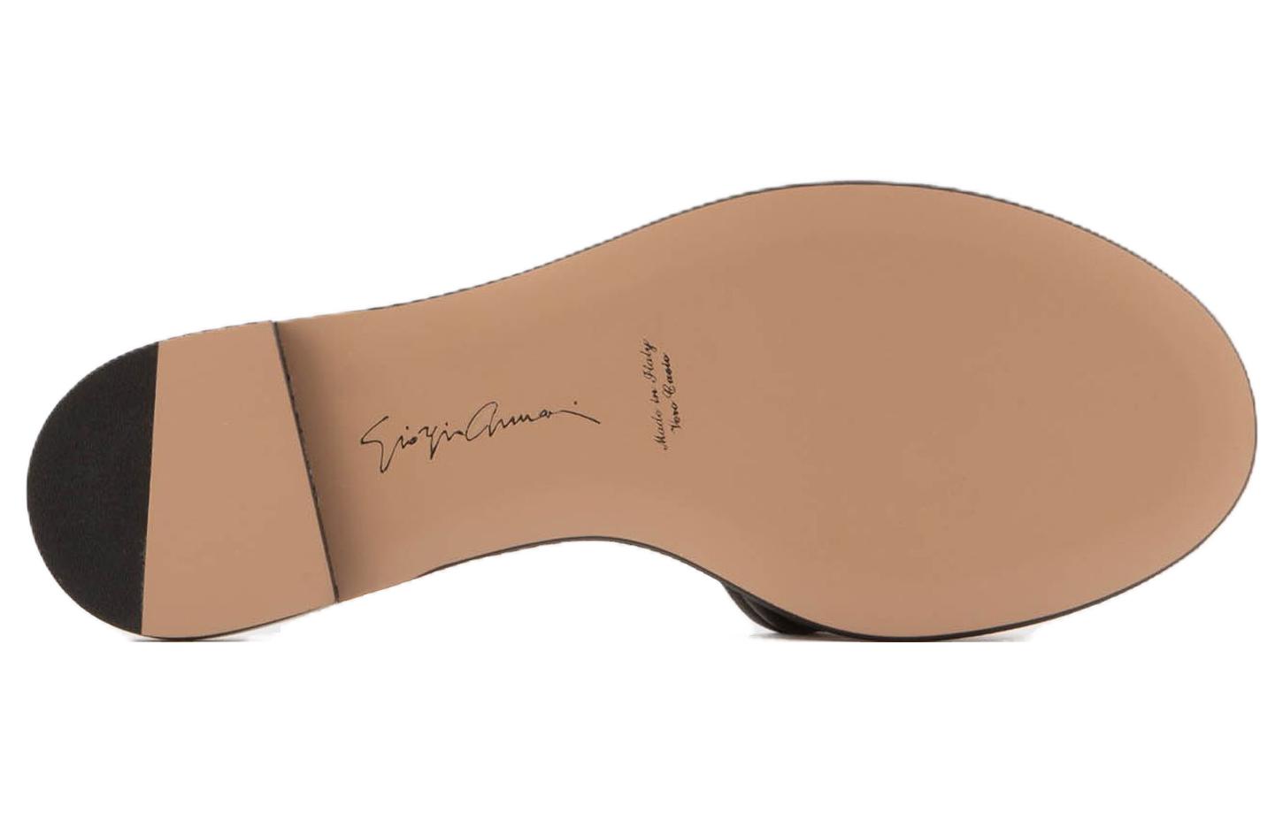 (W) Emporio Armani Leather Fashion Round Toe Slide 'Black' 圖 5