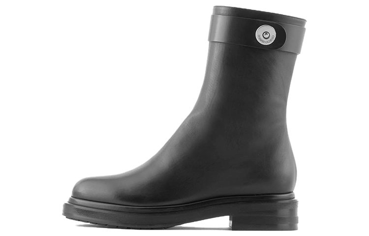 (W) Emporio Armani Leather Fashion Zip Ankle Boot 'Black'