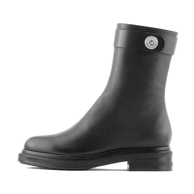 (W) Emporio Armani Leather Fashion Zip Ankle Boot 'Black'