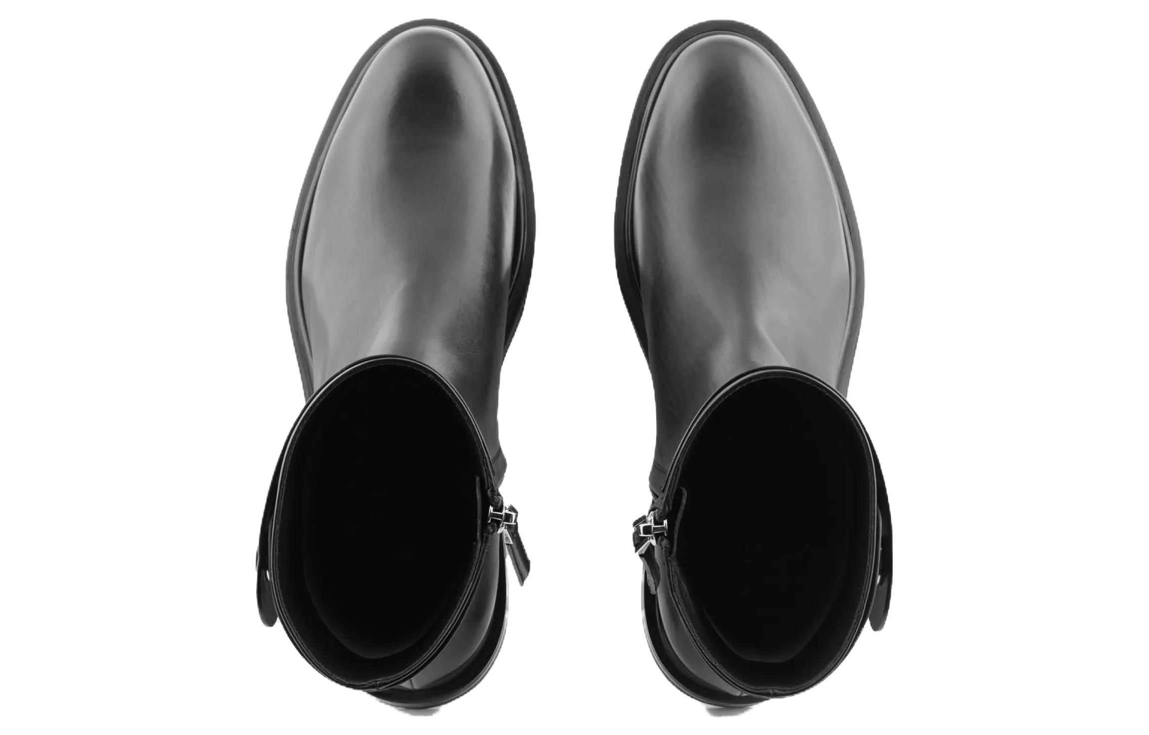 (W) Emporio Armani Leather Fashion Zip Ankle Boot 'Black' 圖 3