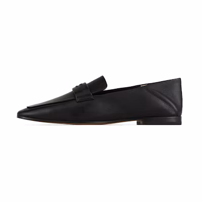 (W) Emporio Armani Leather Flat 'Embossed Logo Black'