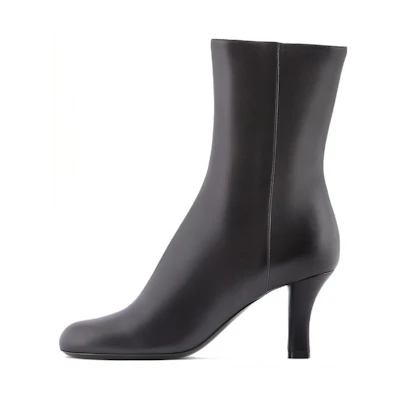 (W) Emporio Armani Leather High-Heel Ankle Boot 'Black'
