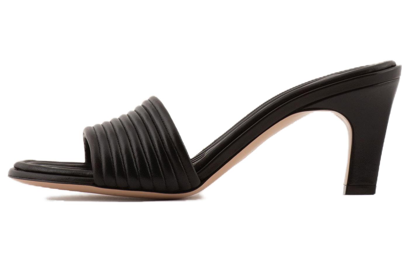 (W) Emporio Armani Leather High-Heel Slide 'Black Fashion'