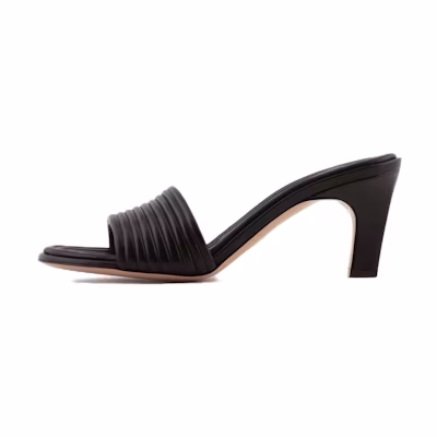 (W) Emporio Armani Leather High-Heel Slide 'Black Fashion'