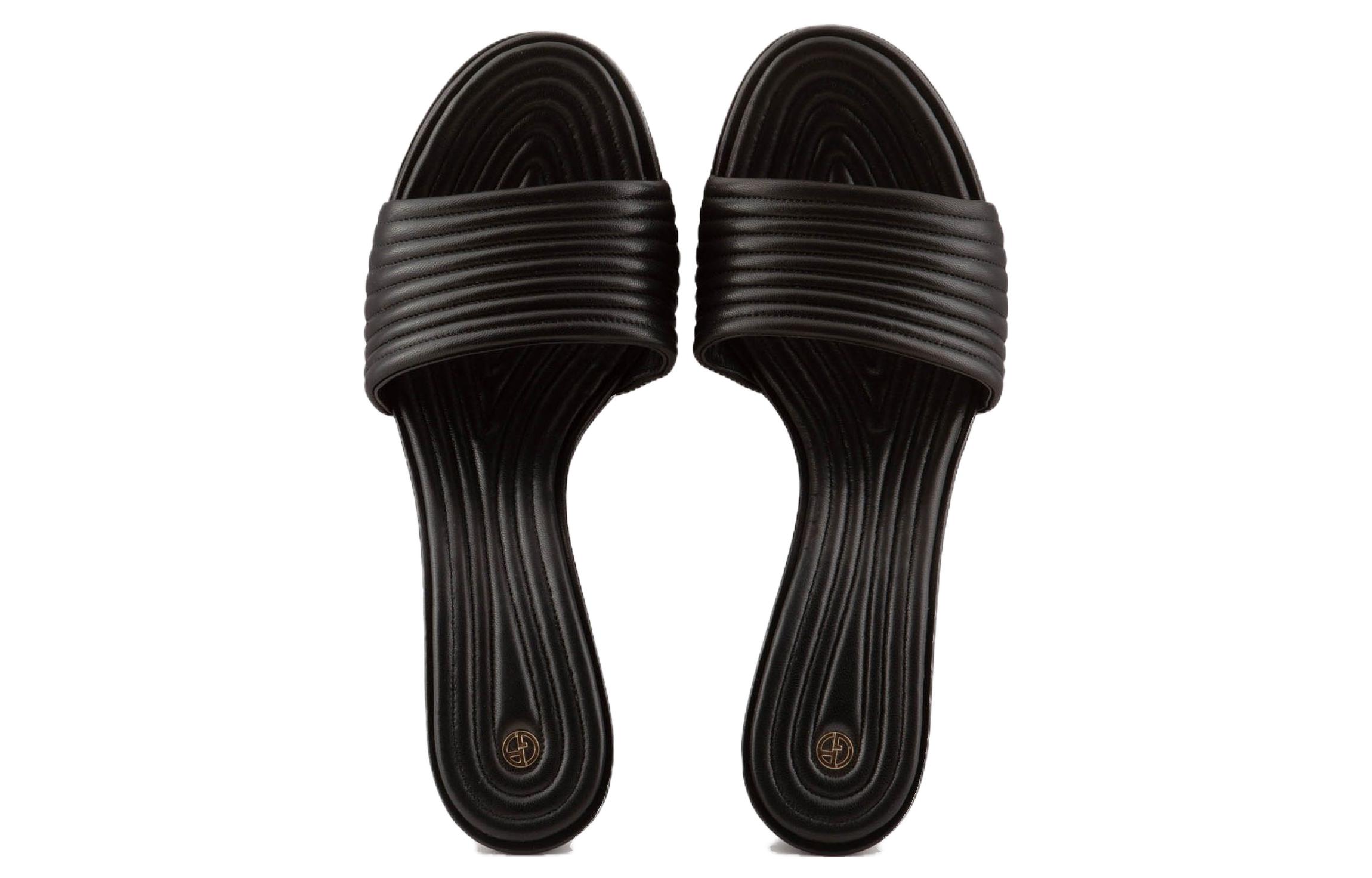 (W) Emporio Armani Leather High-Heel Slide 'Black Fashion' 圖 3