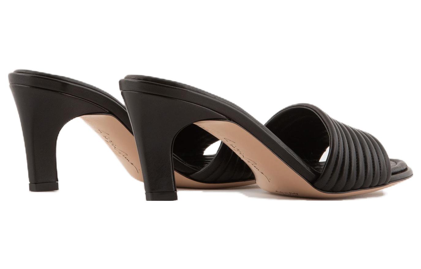 (W) Emporio Armani Leather High-Heel Slide 'Black Fashion' 圖 4