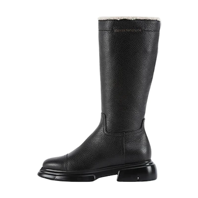 (W) Emporio Armani Leather High-Top 'Black Deer Pattern'