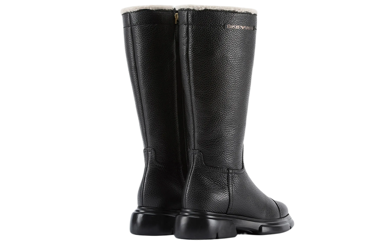 Shop (W) 安普里奥·阿玛尼 黑色鹿纹皮革高帮鞋 X3O213XF538100002