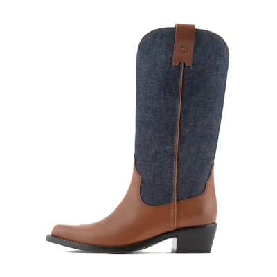 (W) Emporio Armani Leather High-Top Boot 'Denim Blue'