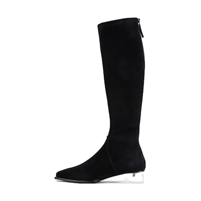 (W) Emporio Armani Leather High-Top Boots 'Black Zip'