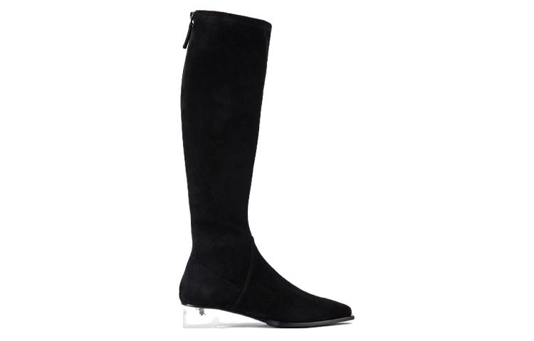 Order EMPORIO ARMANI阿瑪尼 皮革 圓頭拉鏈 高筒靴 女款 黑色