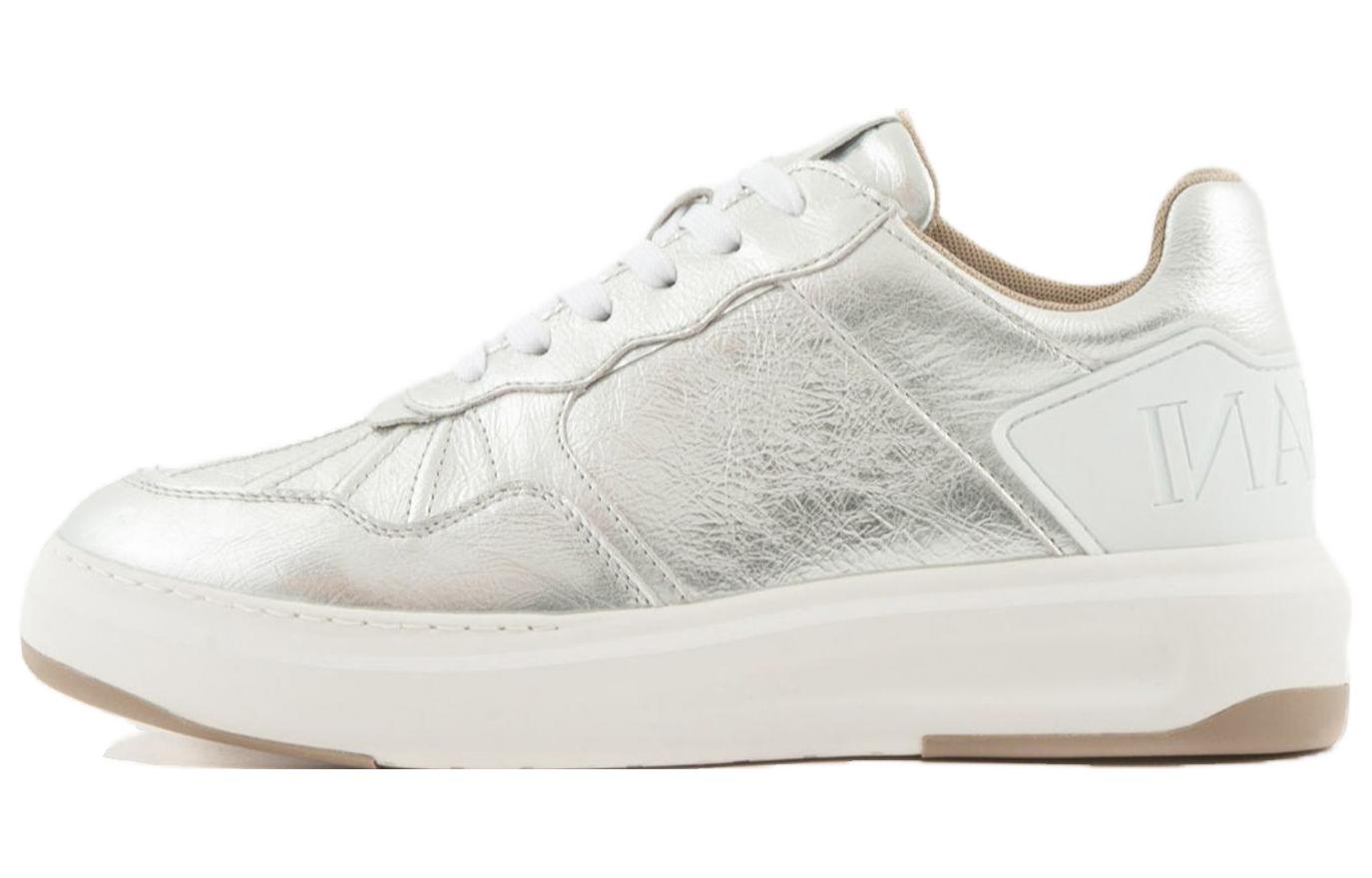 (Women) Emporio Armani Leather High-Top Sneakers 'Silver' X3X193XN893T265