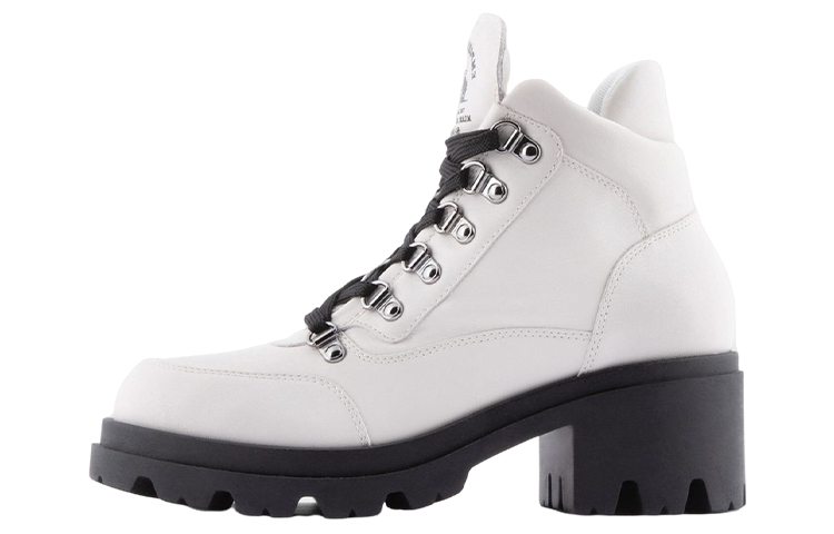 (W) Emporio Armani Leather Lace-Up 'White Mountain Boot'