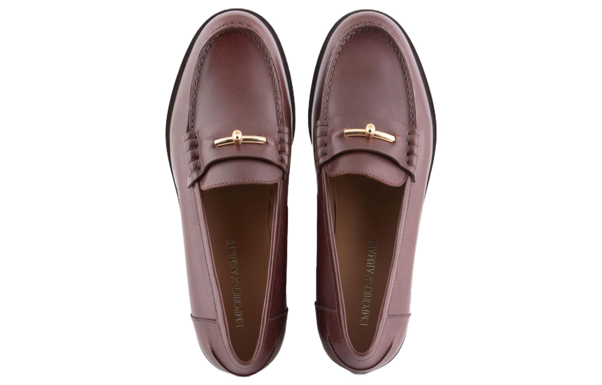 (W) Emporio Armani Leather Loafer 'Brown' 圖 3