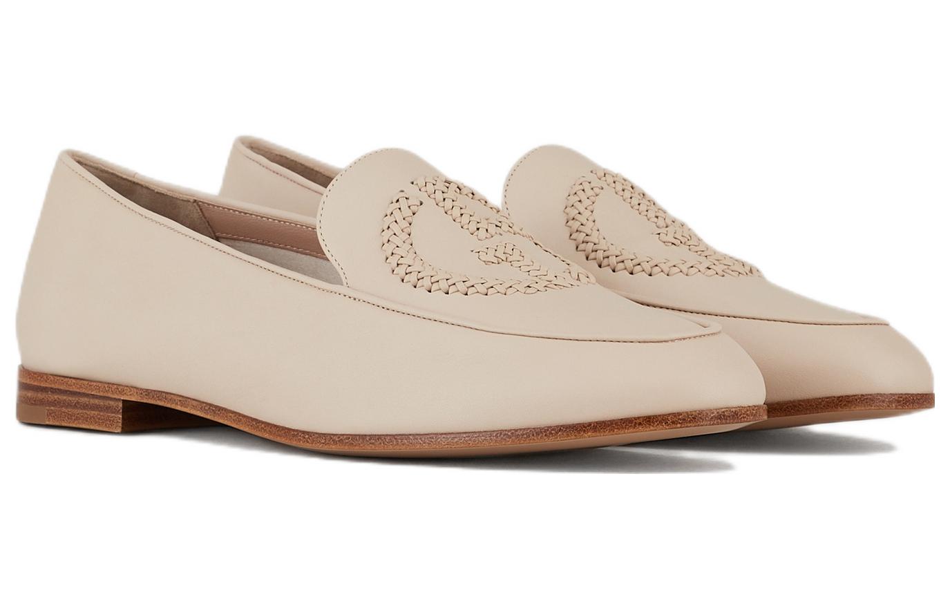 (W) Emporio Armani Leather Loafer 'Logo Embroidery Beige' 圖 2