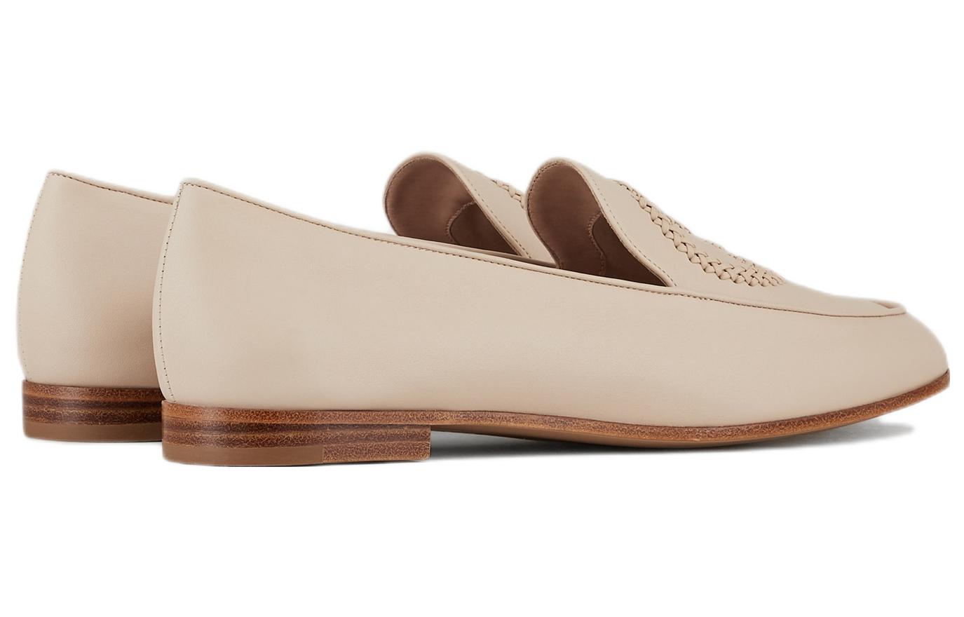 (W) Emporio Armani Leather Loafer 'Logo Embroidery Beige' 圖 3