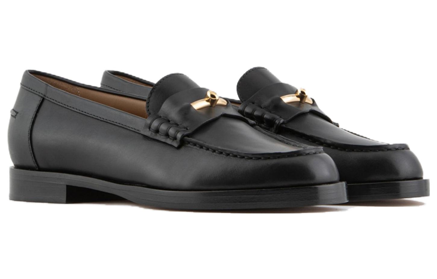(W) Emporio Armani Leather Loafer Low 'Black' 圖 2