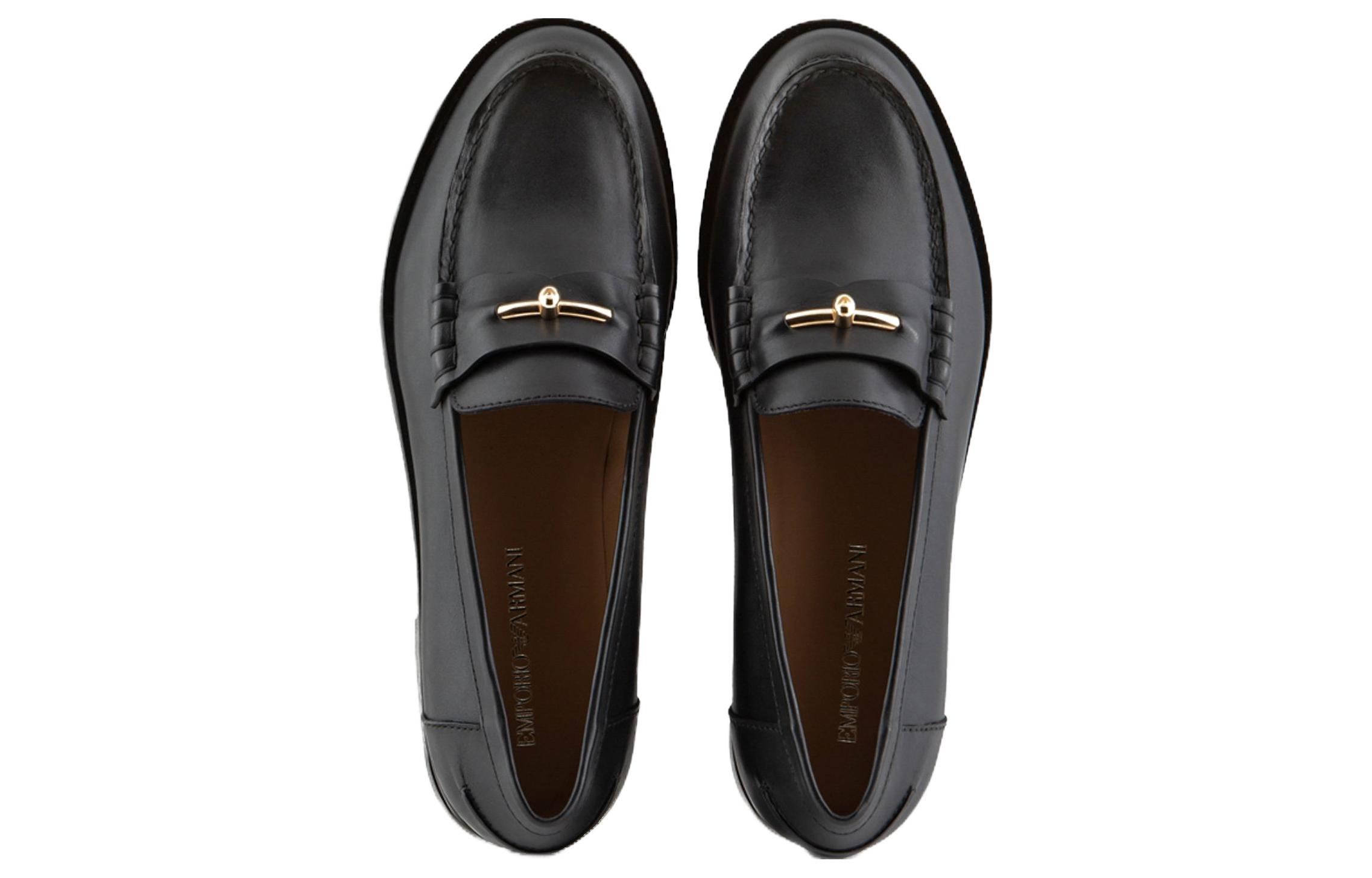 (W) Emporio Armani Leather Loafer Low 'Black' 圖 3