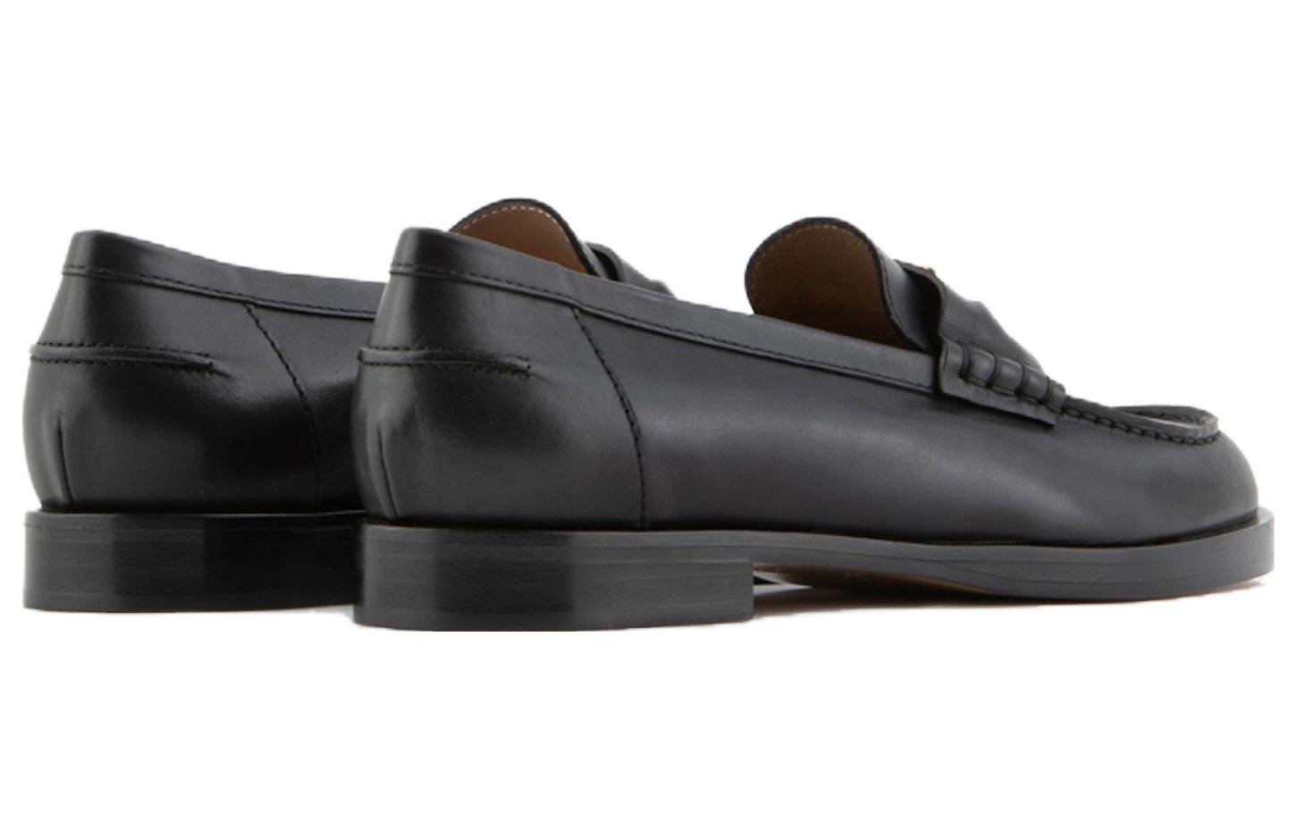 (W) Emporio Armani Leather Loafer Low 'Black' 圖 4