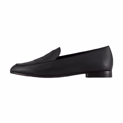 (W) Emporio Armani Leather Loafers 'GA Logo Black'