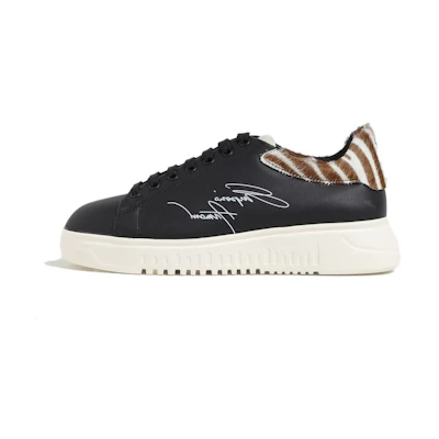 (W) Emporio Armani Leather Low-Top Sneaker 'Black CMFT Fashion'