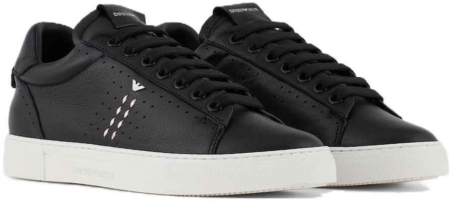 (W) Emporio Armani 黑色铆钉穿孔皮革低帮运动鞋 X3X162XN853N763 Order (W) Emporio Armani 黑色铆钉穿孔皮革低帮运动鞋 X3X162XN853N763