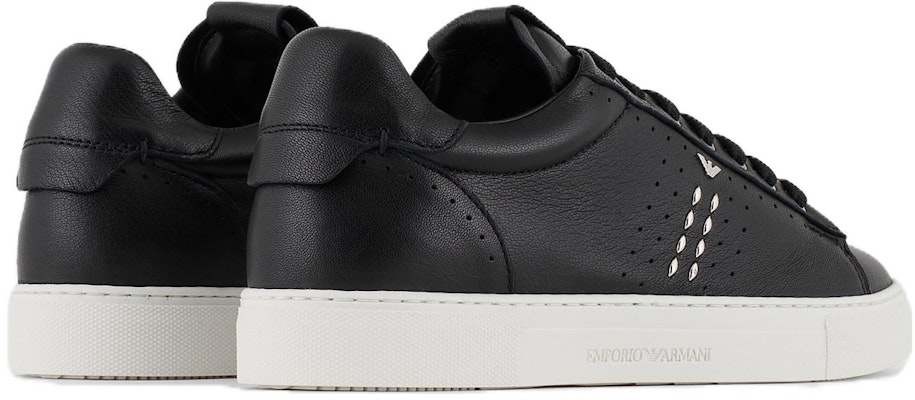 (W) Emporio Armani 黑色铆钉穿孔皮革低帮运动鞋 X3X162XN853N763 Shop (W) Emporio Armani 黑色铆钉穿孔皮革低帮运动鞋 X3X162XN853N763