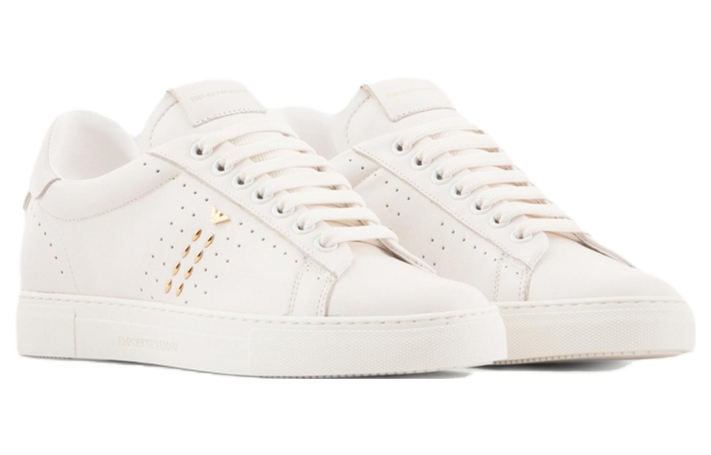 (W) Emporio Armani Leather Low Top 'Studded Perforation - Cream' 圖 2