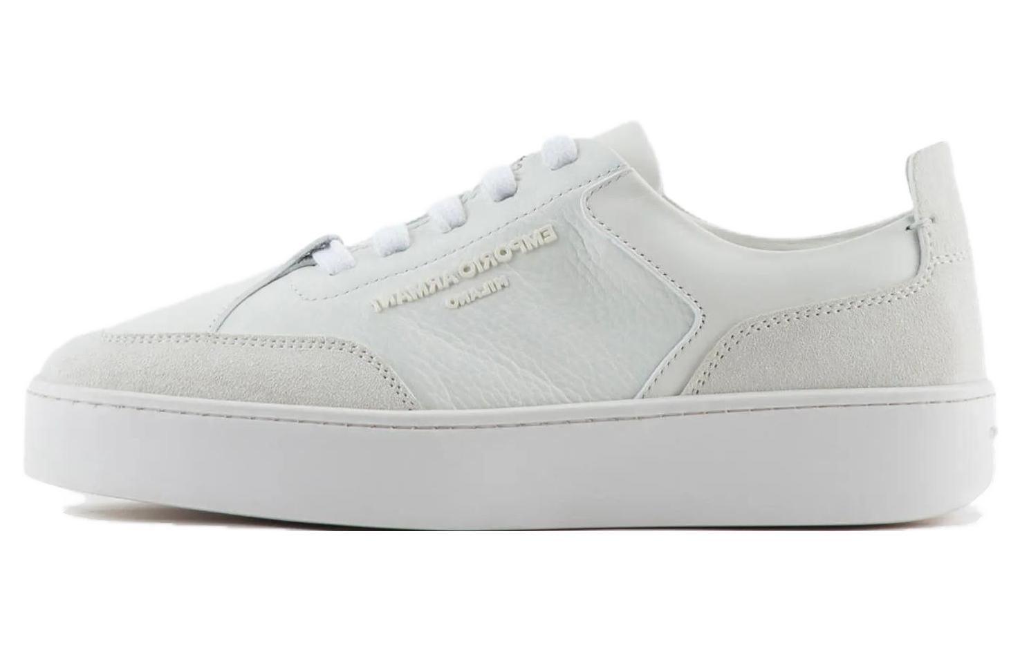 (W) Emporio Armani Leather Low Top 'White CMFT Lace-Up'