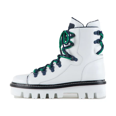 (W) Emporio Armani Leather Platform Lace-Up Bootie 'White Fashion'
