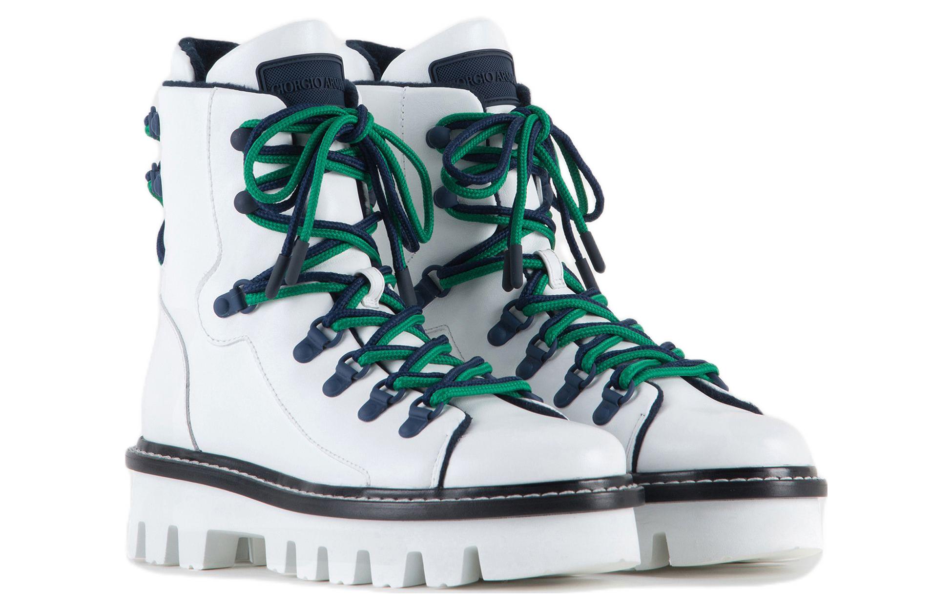 Lookbook (W) Emporio Armani 白色时尚皮革松糕系带短靴 X1M394XF435100001