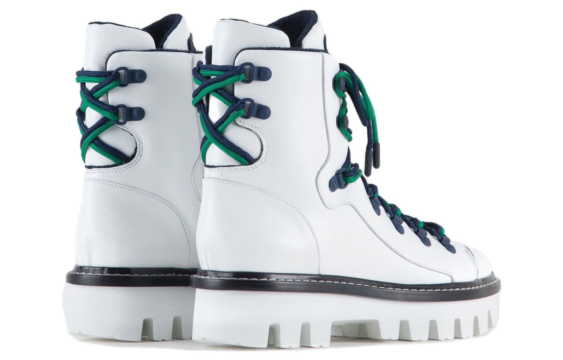 Shop (W) Emporio Armani 白色时尚皮革松糕系带短靴 X1M394XF435100001