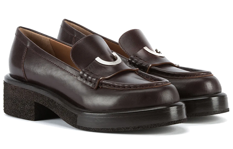 (W) Emporio Armani Leather Platform Loafer 'Brown' 圖 2