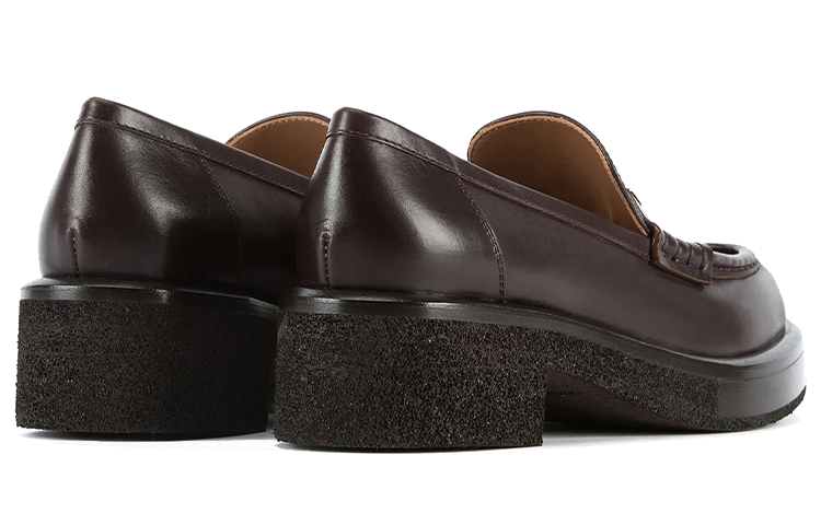 (W) Emporio Armani Leather Platform Loafer 'Brown' 圖 3