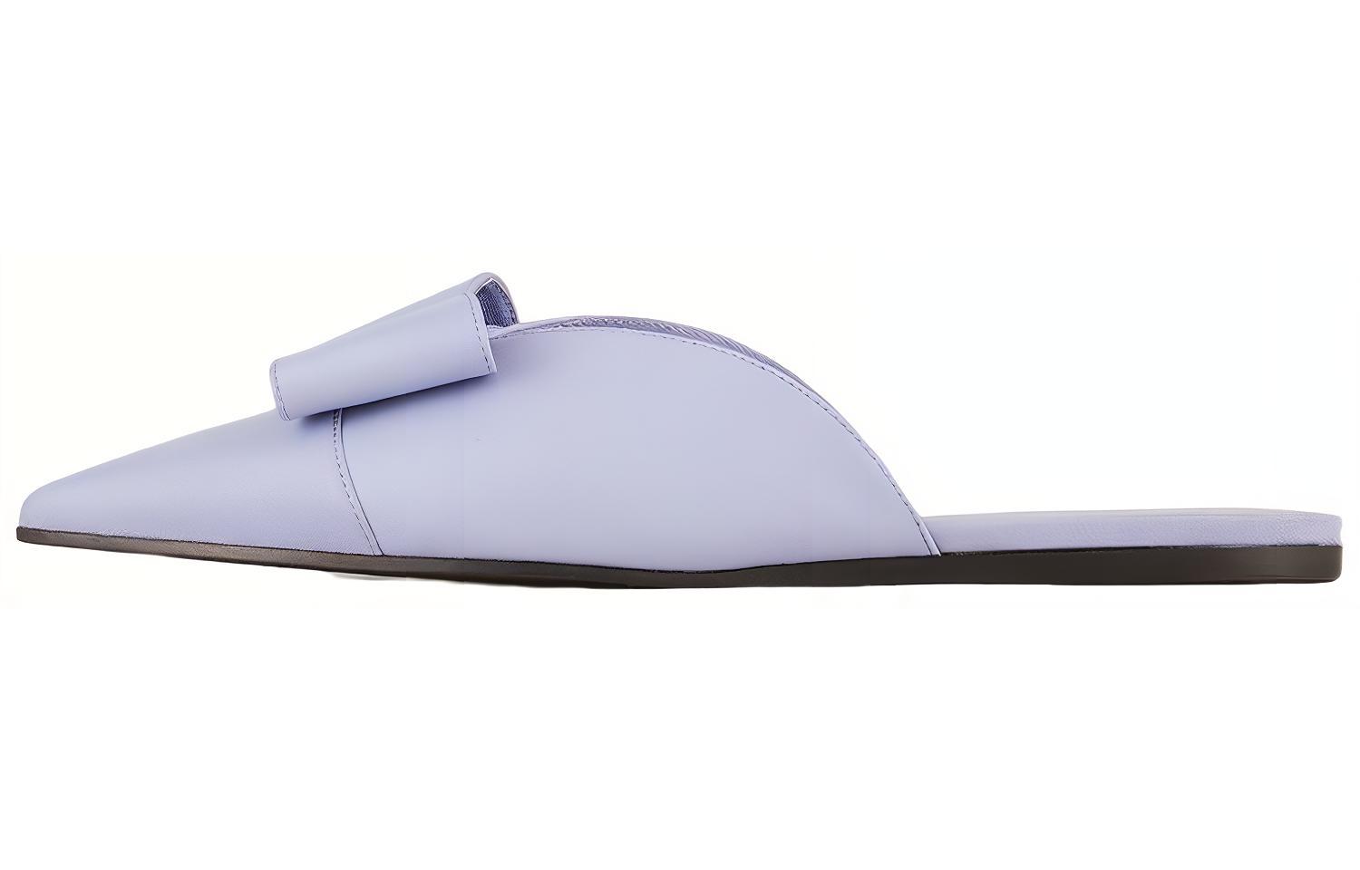 (W) Emporio Armani Leather Pointed-Toe Flats 'Purple Bow'