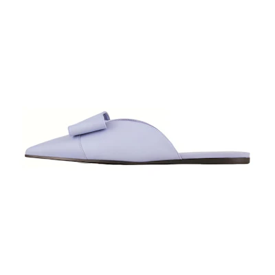 (W) Emporio Armani Leather Pointed-Toe Flats 'Purple Bow'