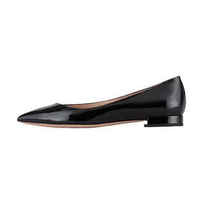 (W) Emporio Armani Leather Pointed Flat 'Black'
